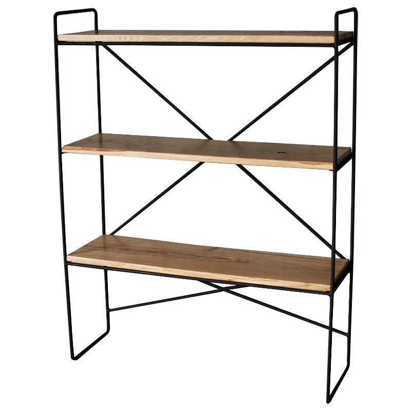 Стеллаж Ridley Industrial Metal Rust Rack Черный Светлый дуб в Самаре | Loft Concept 