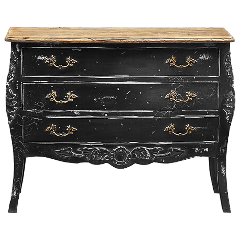 Комод в стиле прованс Carved Black Vintage Commode Черный Коричневый Винтажный черный в Самаре | Loft Concept 