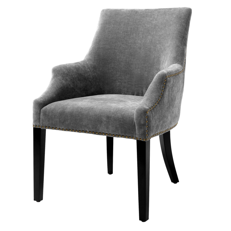 Стул Eichholtz Dining Chair Legacy grey Серый Черный Латунь Античная полированная в Самаре | Loft Concept 