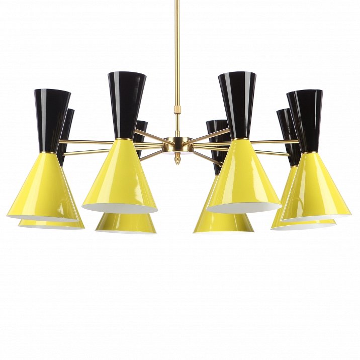 Люстра CAIRO Chandelier 8 Armblack black and yellow Черный Желтый Латунь в Самаре | Loft Concept 