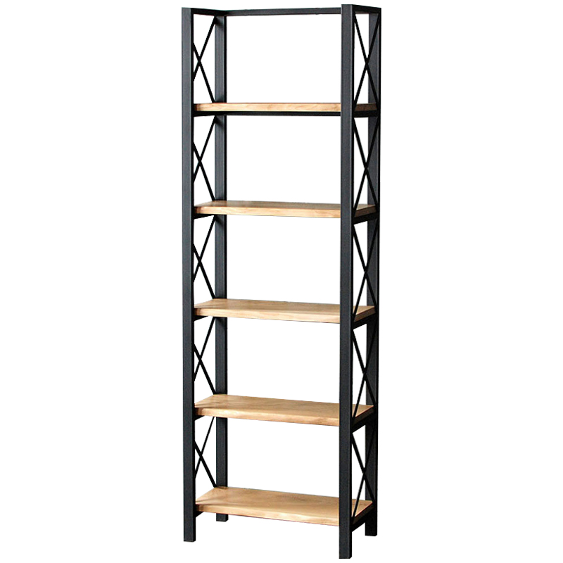 Стеллаж Forster Industrial Metal Rust Rack Черный Светлый дуб в Самаре | Loft Concept 