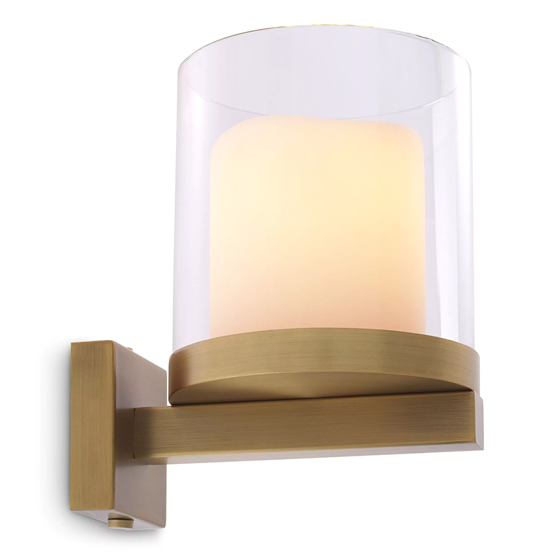 Бра Eichholtz Wall Lamp Donovan Brass Белый Латунь Прозрачное Стекло в Самаре | Loft Concept 