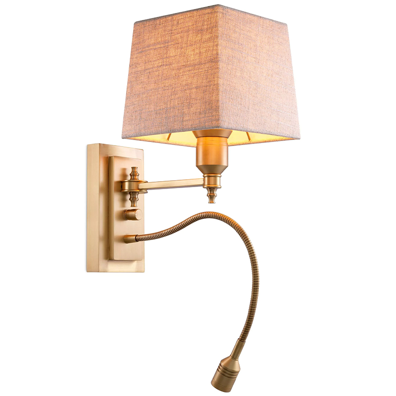 Бра Eichholtz Wall Lamp Ellington Brass Бежево-серый Латунь в Самаре | Loft Concept 