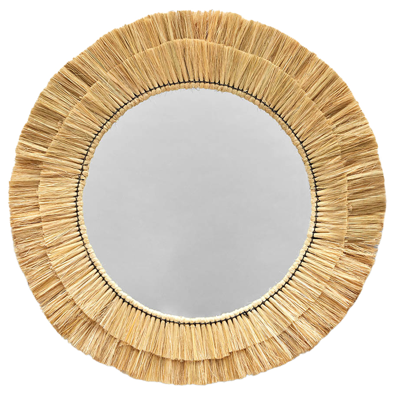 Круглое зеркало с плетеной рамой Jyoti Wicker Mirror Древесина Зеркало в Самаре | Loft Concept 