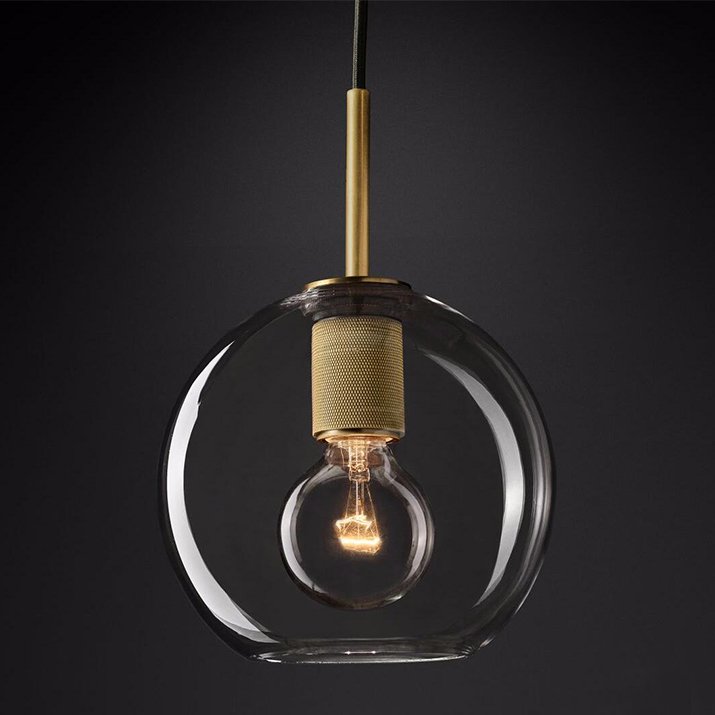 Подвесной светильник RH Utilitaire Globe Pendant Brass Латунь Прозрачное Стекло в Самаре | Loft Concept 