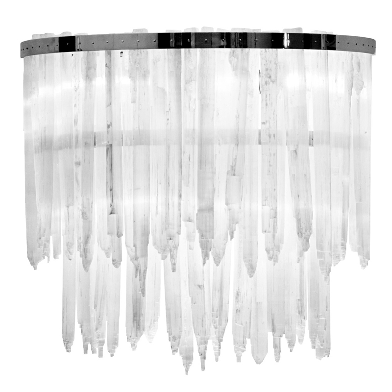 Бра LAMP APPLIQUE SELENITE Никель Прозрачный белый в Самаре | Loft Concept 