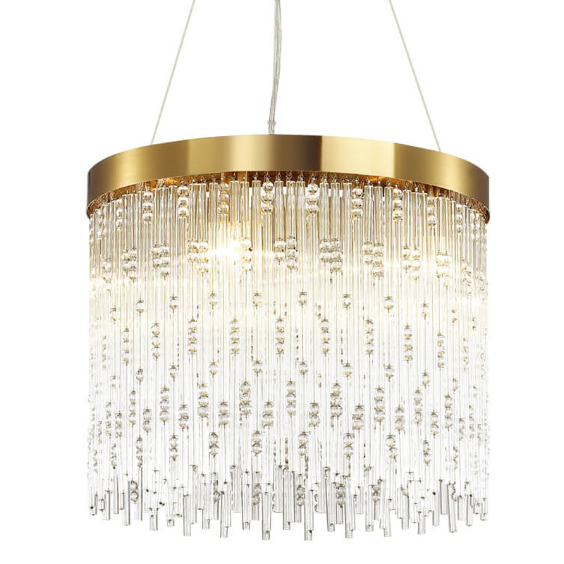 Люстра Hailstorm Rain Kerri Chandelier gold 45 Прозрачный (Transparent) Золотой в Самаре | Loft Concept 