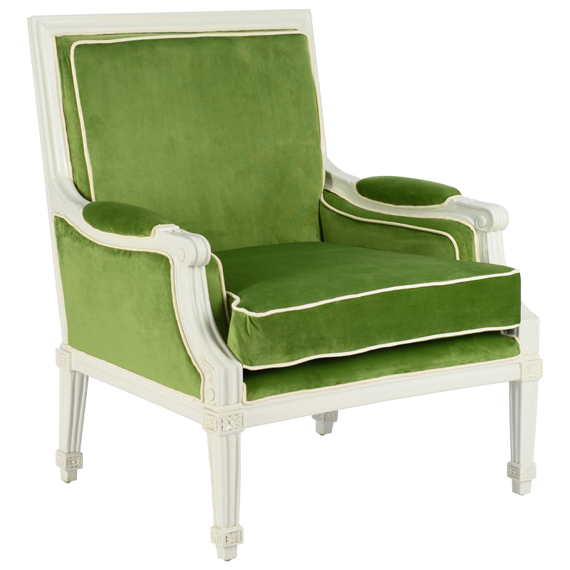 Кресло French Provence Armchair Ferrand green Зеленый смок Белый в Самаре | Loft Concept 