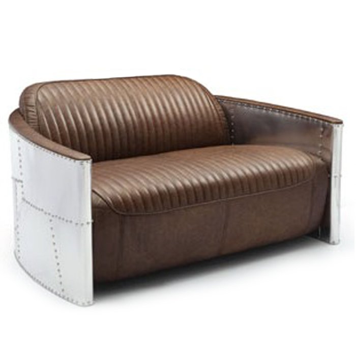 Диван Aviator Sofa 2 seat Белый Черный Коричневый в Самаре | Loft Concept 