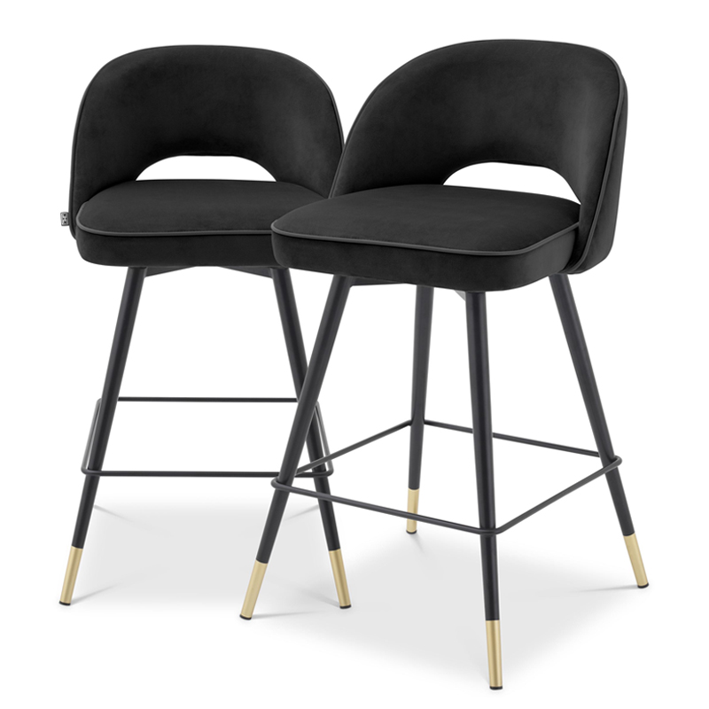 Комплект полубарных стульев Eichholtz Counter Stool Cliff set of 2 black Черный Латунь в Самаре | Loft Concept 