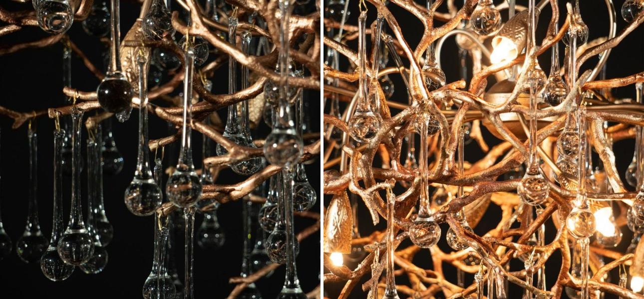 Люстра Crystal Drops Gold 125 см - фото №2