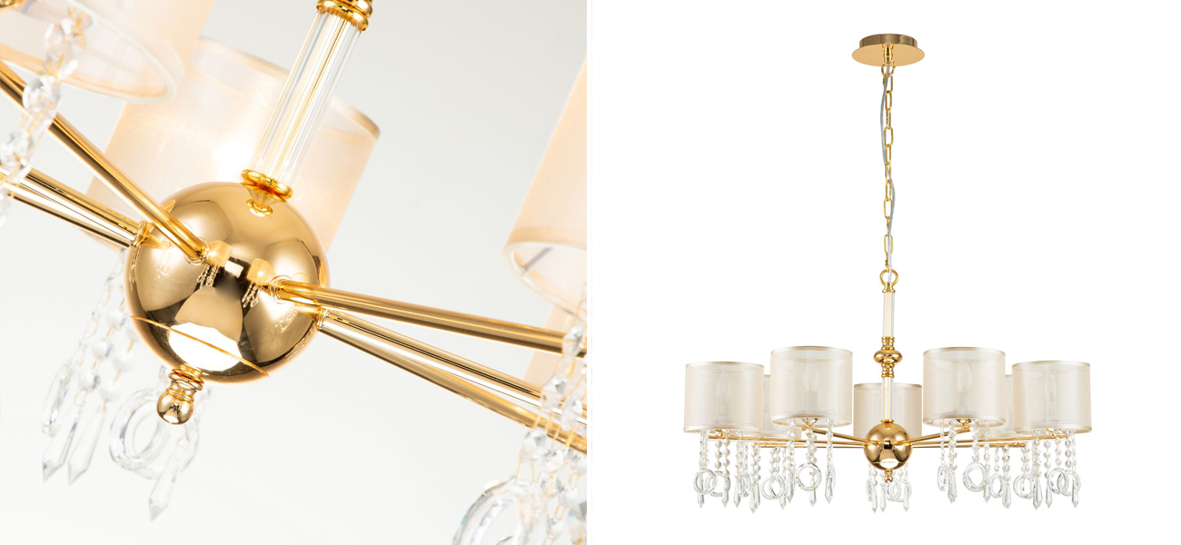 Люстра золотого цвета с хрустальным декором Crystal Things - фото