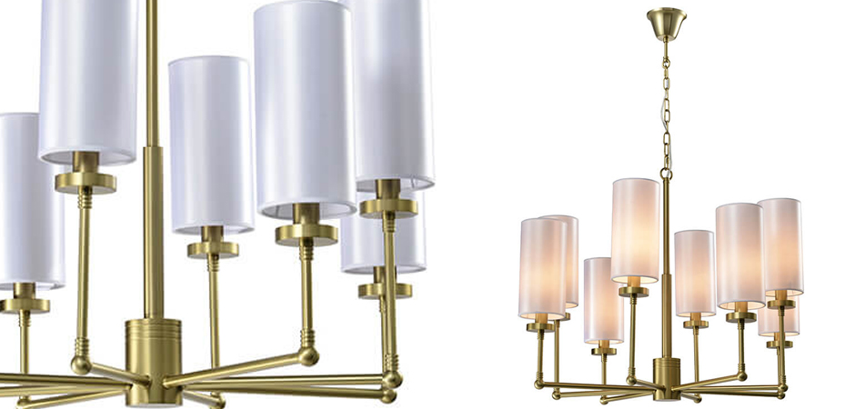 Люстра Fabric Lampshade Brass 8 Люстра Fabric Lampshade Brass 8 - Loft-Concept в Самаре
