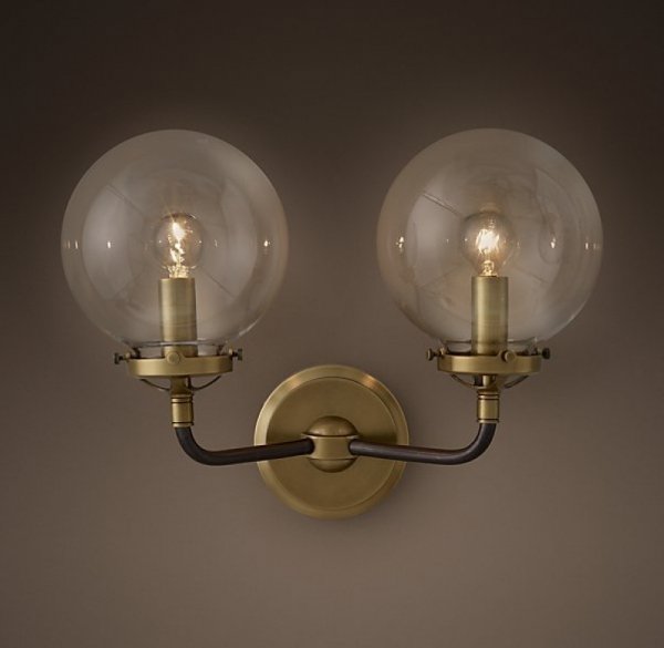 Бра Bistro Globe Clear Glass Double Sconce Brass  в Самаре | Loft Concept 