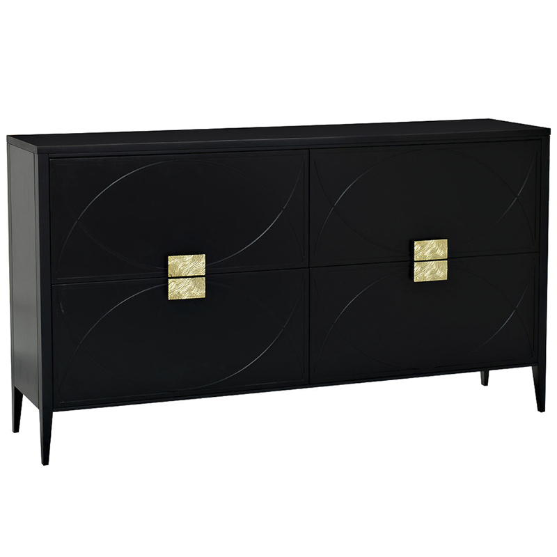 Комод с 4-мя ящиками Amelie Black Chest of Drawers Черный Черный Золотой в Самаре | Loft Concept 