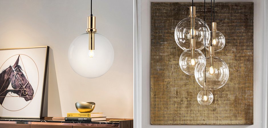 Подвесной светильник Glass Globe Gold Подвесной светильник Glass Globe Gold - Loft-Concept в Самаре