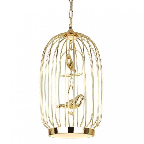 Люстра Birdcage Chandelier Two Gold Глянцевое золото в Самаре | Loft Concept 