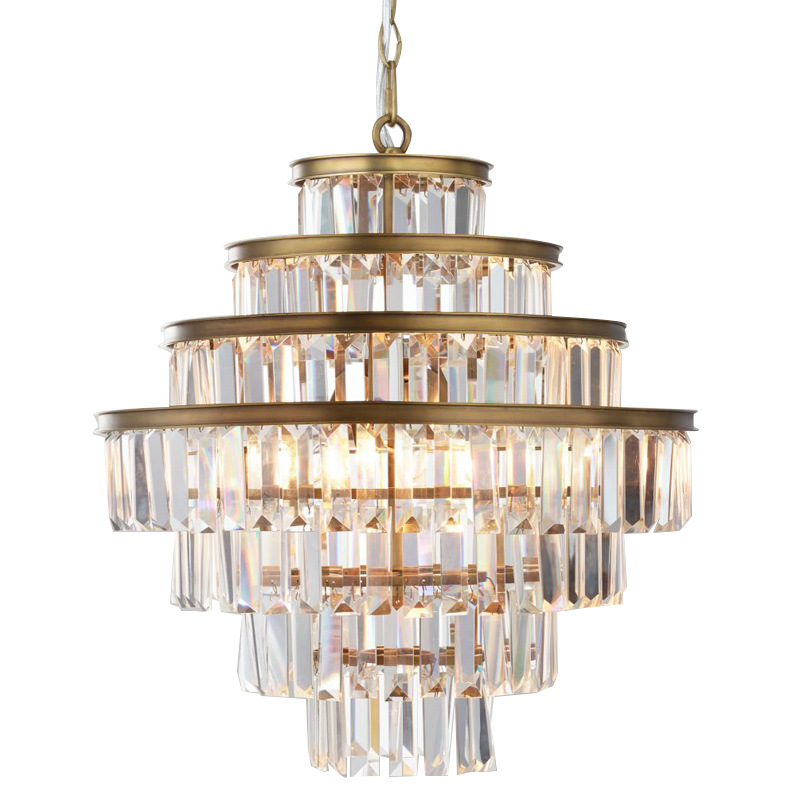 Люстра RH Alaine Crystal Large Pendant Antiqued Brass Золотой Прозрачное Стекло в Самаре | Loft Concept 