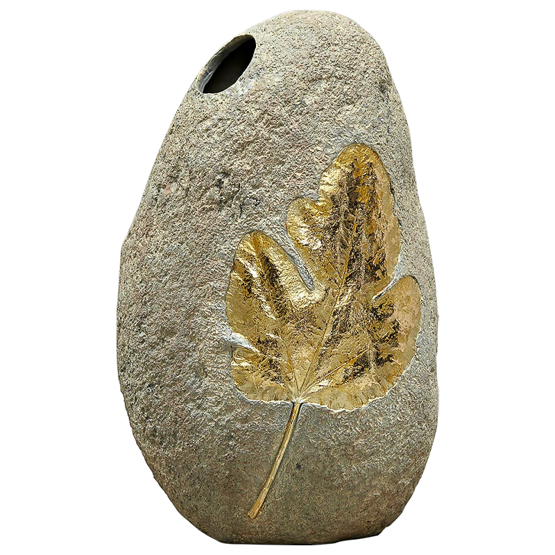 Ваза Golden Stone Leaf Vase имитация камня Бежево-серый Золотой Ваза Golden Stone Leaf Vase имитация камня Бежево-серый Золотой в Самаре | Loft Concept