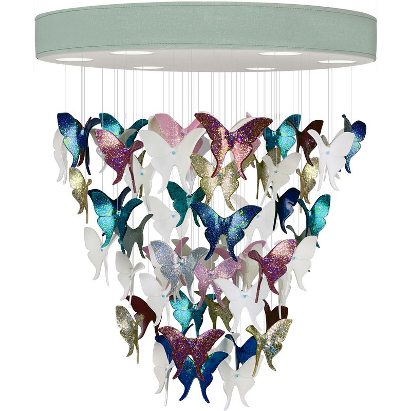 Люстра Цветные Бабочки Светло-Зеленая база Night Butterflies Chandelier Multi Color Зеленый Мульти в Самаре | Loft Concept 