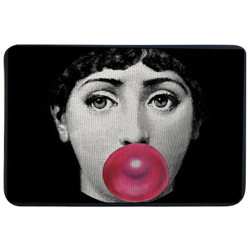 Ковер для прихожей и ванной Fornasetti Pink Bubblegum Rug Черно-белый Розовый в Самаре | Loft Concept 