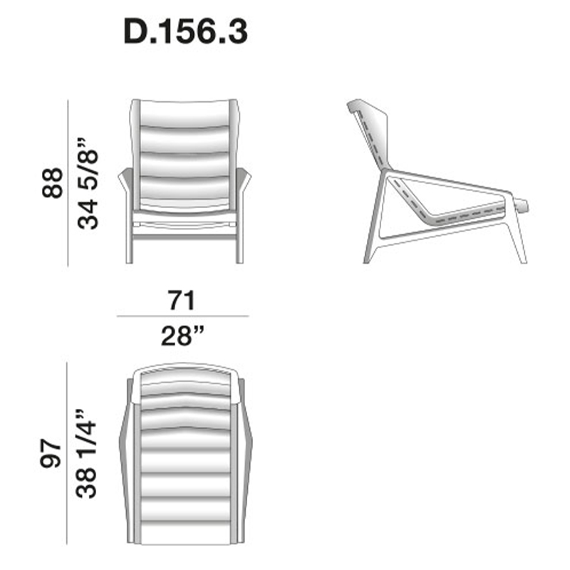 Дизайнерское кресло с подлокотниками из массива дерева Gio Ponti D.156.3 Armchair в Самаре