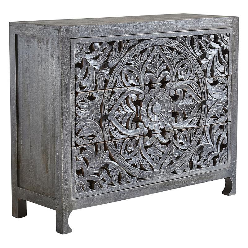 Комод Indian Antique White Furniture Chest of Drawers Kailash серый Серый в Самаре | Loft Concept 