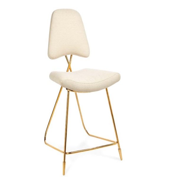 Барный стул Jonathan Adler Maxime Bar stool Бежево-серый Золотой в Самаре | Loft Concept 