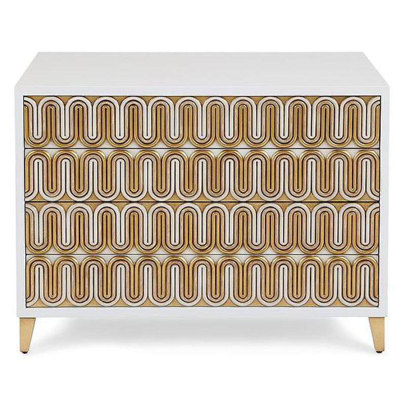 Комод Park Avenue Brass Wave Pattern Chest of Drawers Белый Золотой в Самаре | Loft Concept 