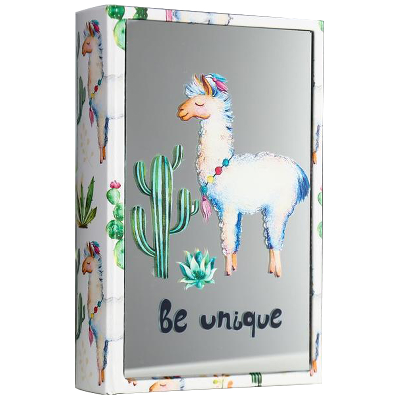 Шкатулка-книга Funny Llama and Cactus Mirror Book Box Мульти Белый в Самаре | Loft Concept 