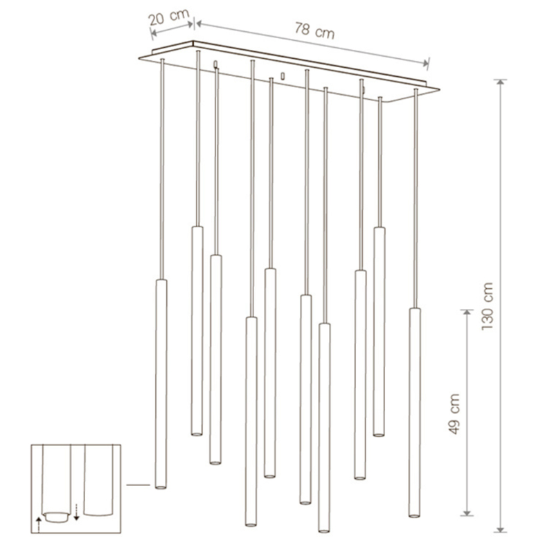 Светильник Trumpet Rectangle Black 10 плафонов в Самаре