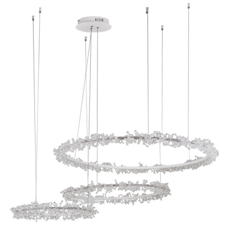 Люстра Crystal round chandelier 3 кольца Белый Прозрачный Белый в Самаре | Loft Concept 