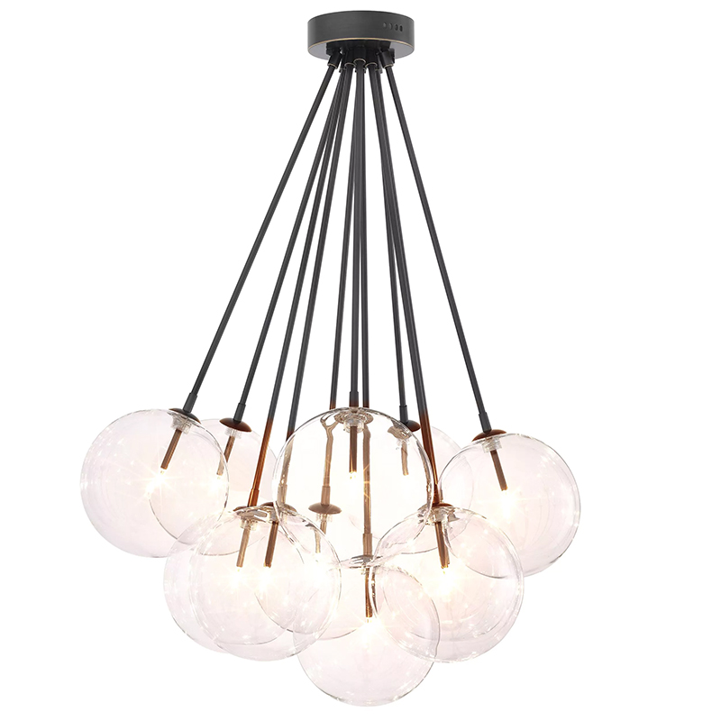 Люстра Eichholtz Ceiling Lamp Molecule Bronze Прозрачное Стекло Темная бронза в Самаре | Loft Concept 