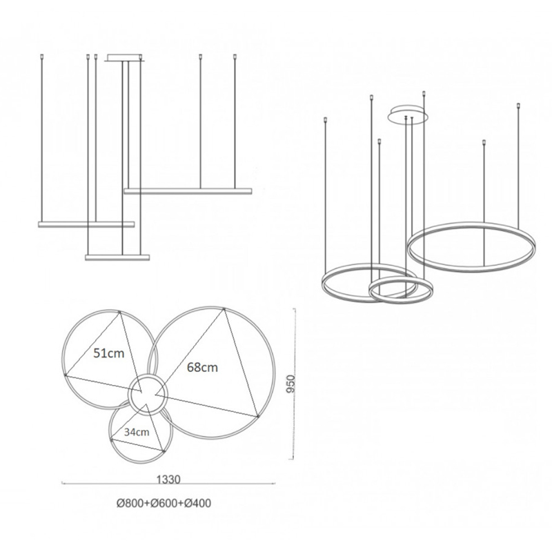 Люстра Crystal round chandelier 3 кольца Белый в Самаре