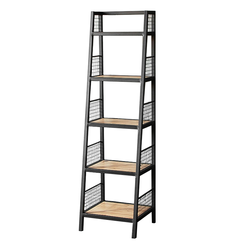 Стеллаж Kiyan Black Industrial Metal Rust Rack Черный Древесина в Самаре | Loft Concept 