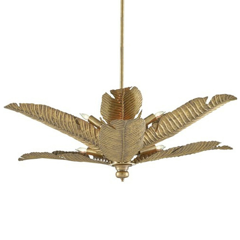 Дизайнерская Люстра Золотые Листья Пальмы Modern Golden Palm Leaves Chandelier Золотой в Самаре | Loft Concept 