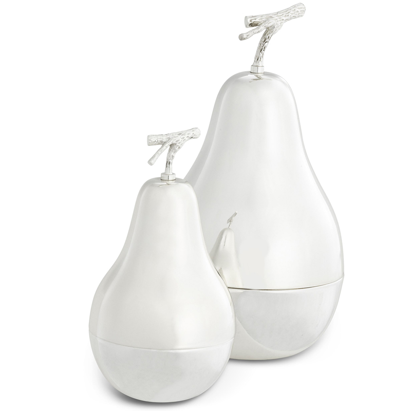 Комплект шкатулок Eichholtz Box Pear Set of 2 Silver Серебряный в Самаре | Loft Concept 