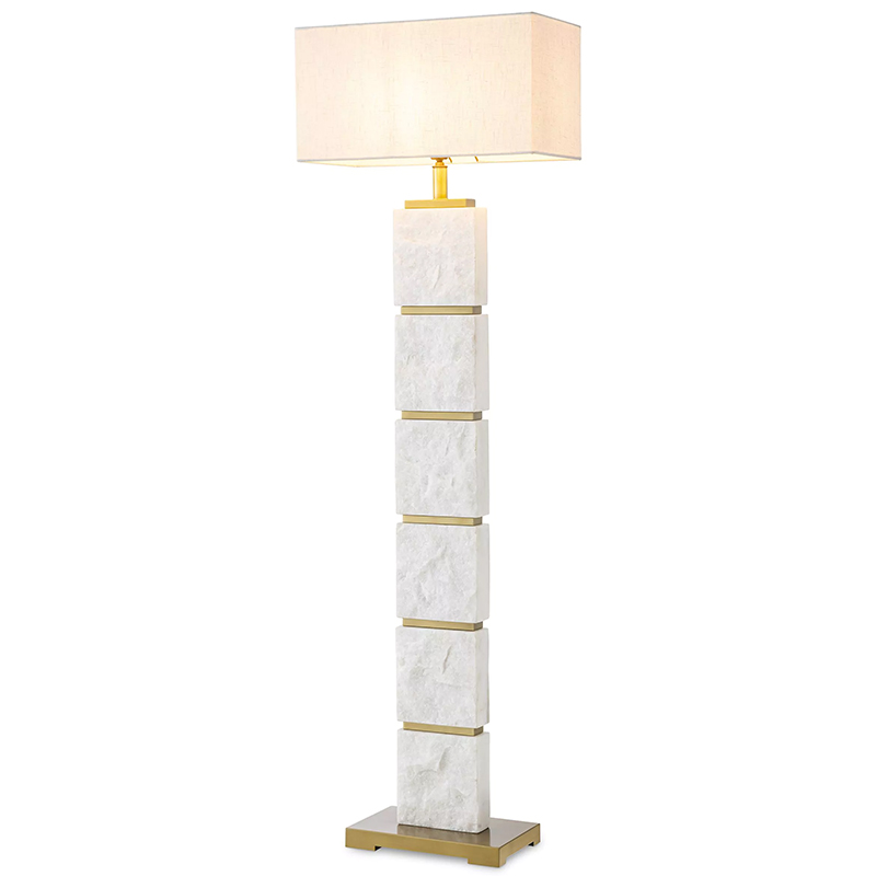 Торшер Eichholtz Floor Lamp Newton Marble Белый Мрамор Bianco Кремовый Латунь в Самаре | Loft Concept 