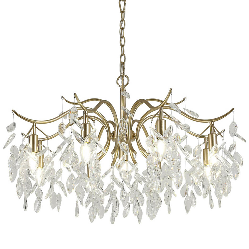 Люстра Hanging Crystal Leaves Chandelier 83 матовое золото Прозрачный (Transparent) в Самаре | Loft Concept 