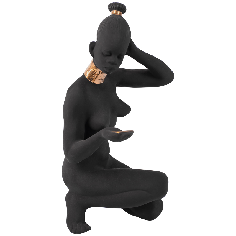 Статуэтка African Woman Sitting Statuette Черный Золотой в Самаре | Loft Concept 