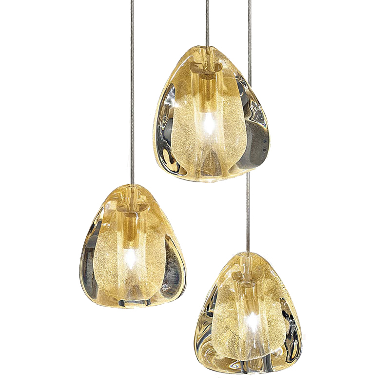 Подвесной светильник Mizu 1 Suspension Lamp Gold Янтарь (Amber) Хром в Самаре | Loft Concept 