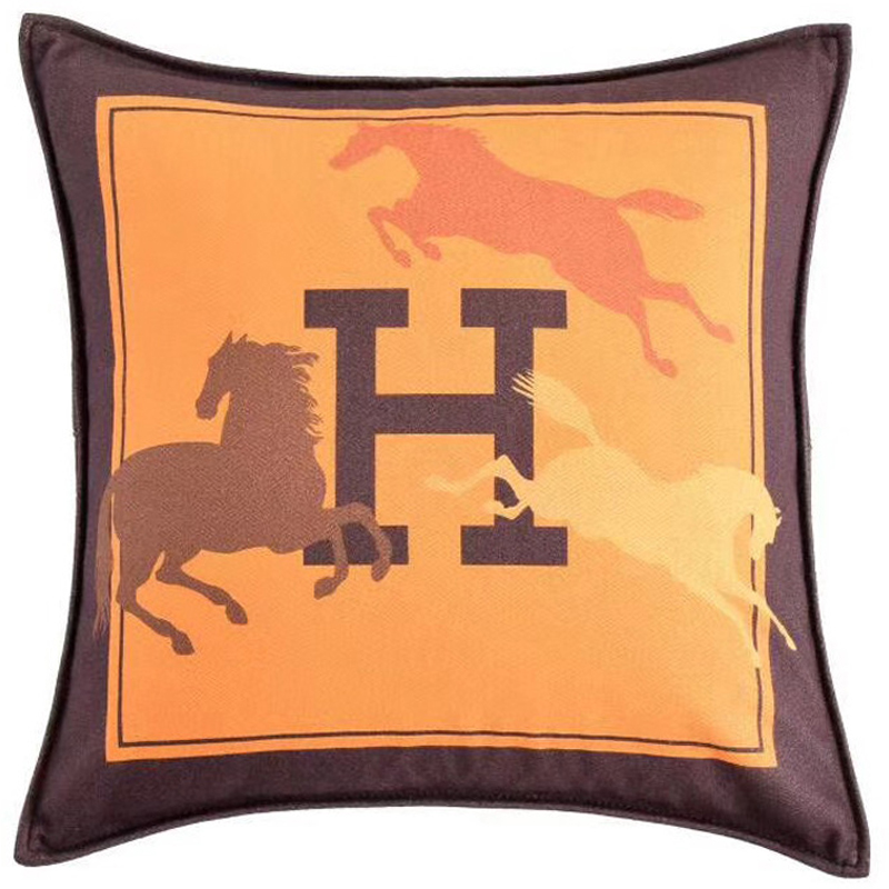 Декоративная подушка Hermes Horse 45 Желтый Коричневый Оранжевый в Самаре | Loft Concept 