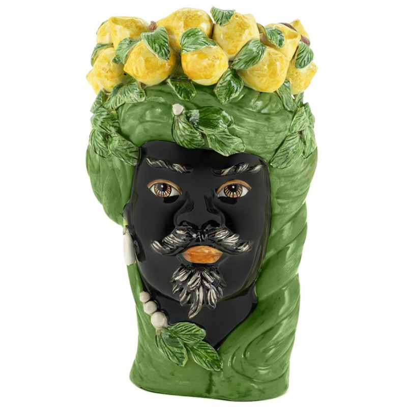 Ваза Vase Lemon Head Man Green Зеленый Желтый Черный в Самаре | Loft Concept 