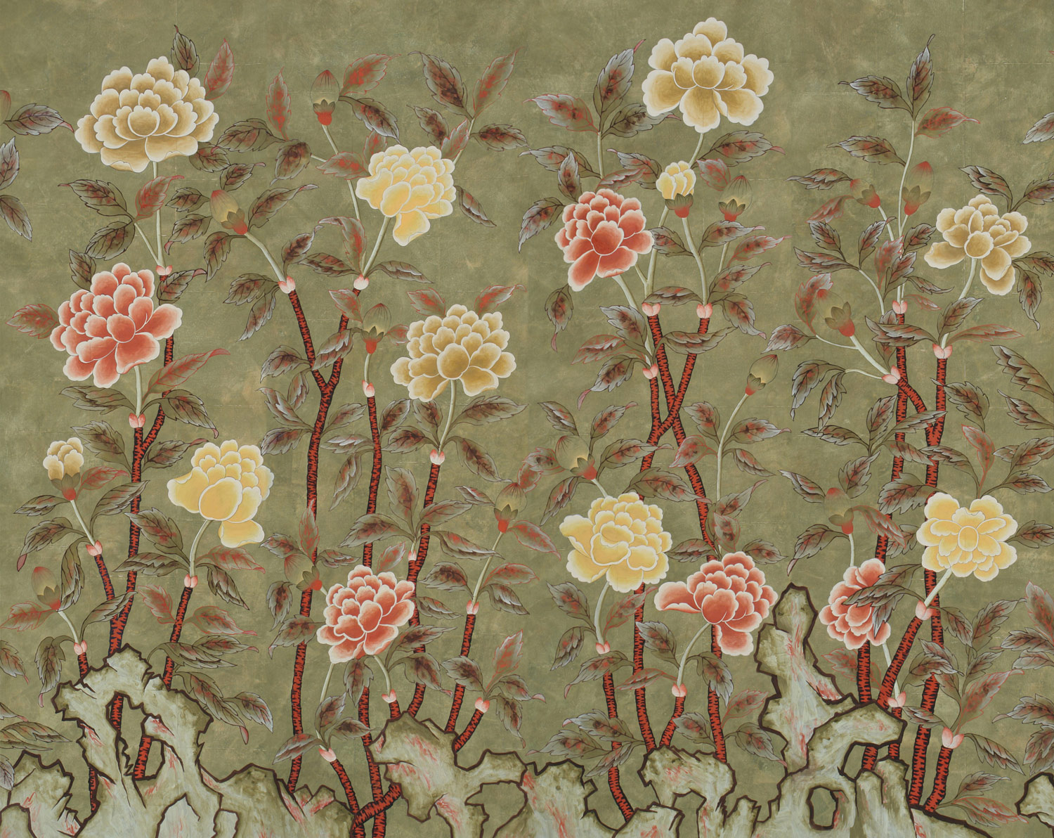 Обои ручная роспись Korean Peony Colourway SC-50 on Edo Cannella India tea paper Обои ручная роспись Korean Peony Colourway SC-50 on Edo Cannella India tea paper - постер Loft-Concept в Самаре