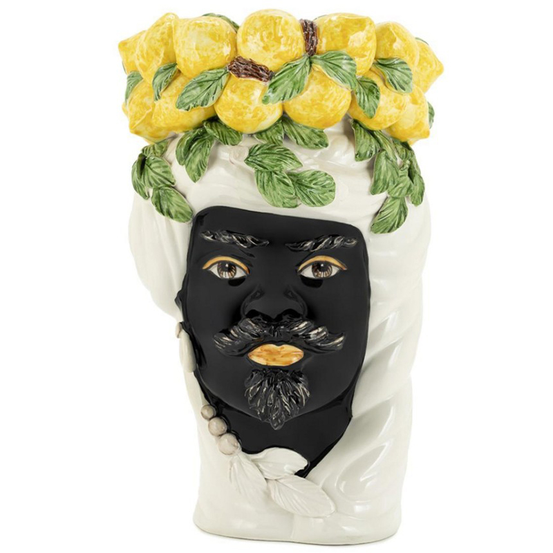 Ваза Vase Lemon Head Man White Белый Черный Желтый Зеленый в Самаре | Loft Concept 