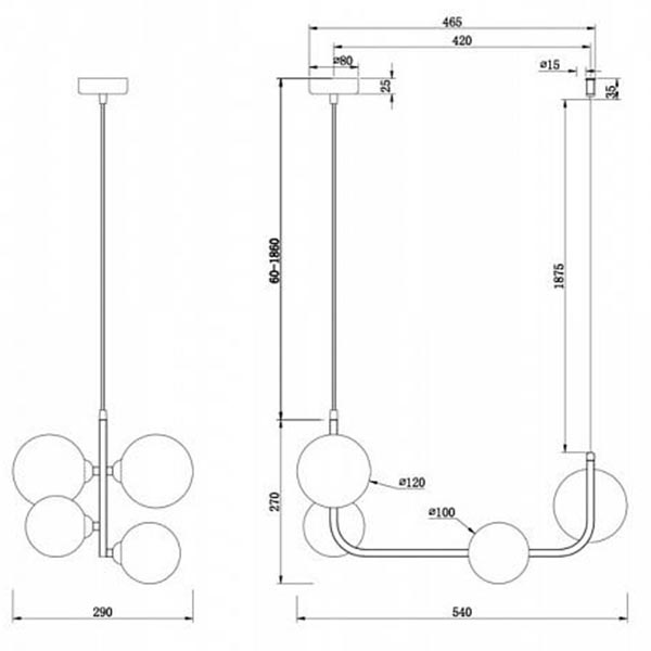 Люстра Marcan 4 Ball Chandelier Black Line в Самаре