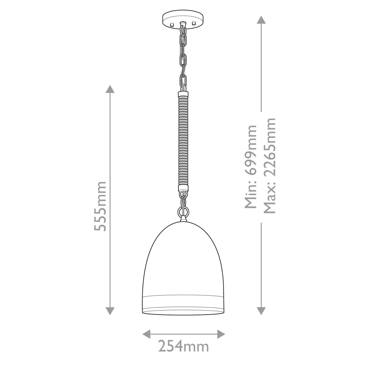 Подвесной светильник белый колоколообразный с декоративной обмоткой из веревки Hinkley в Самаре