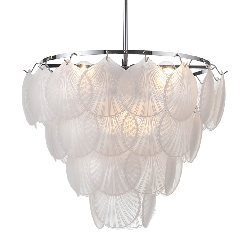 Люстра Glass Shells Suspension Chandelier Белый Хром в Самаре | Loft Concept 