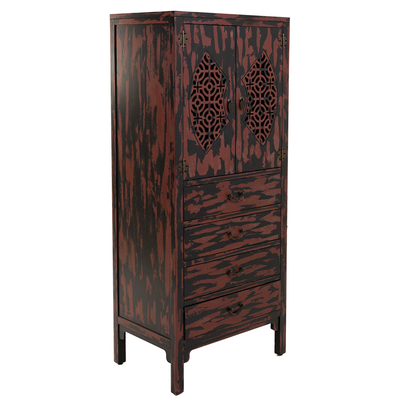 Шкаф деревянный в Китайском стиле Chinese Cabinet William Черный Красный в Самаре | Loft Concept 