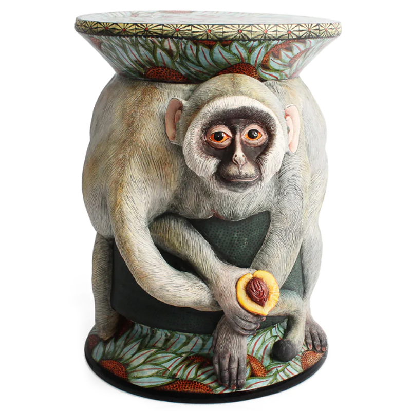 Табурет Обезьяна с фруктом ручная работа Monkey Side Table Серый в Самаре | Loft Concept 